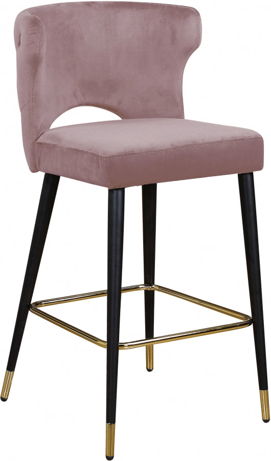 Kelly Pink Velvet Counter Stool, Set of 2 from Meridian - Luna Furniture