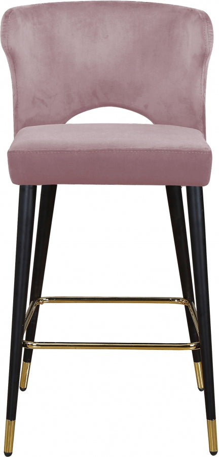 Kelly Pink Velvet Counter Stool, Set of 2 from Meridian - Luna Furniture