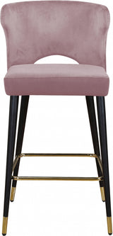 Kelly Pink Velvet Counter Stool, Set of 2 from Meridian - Luna Furniture