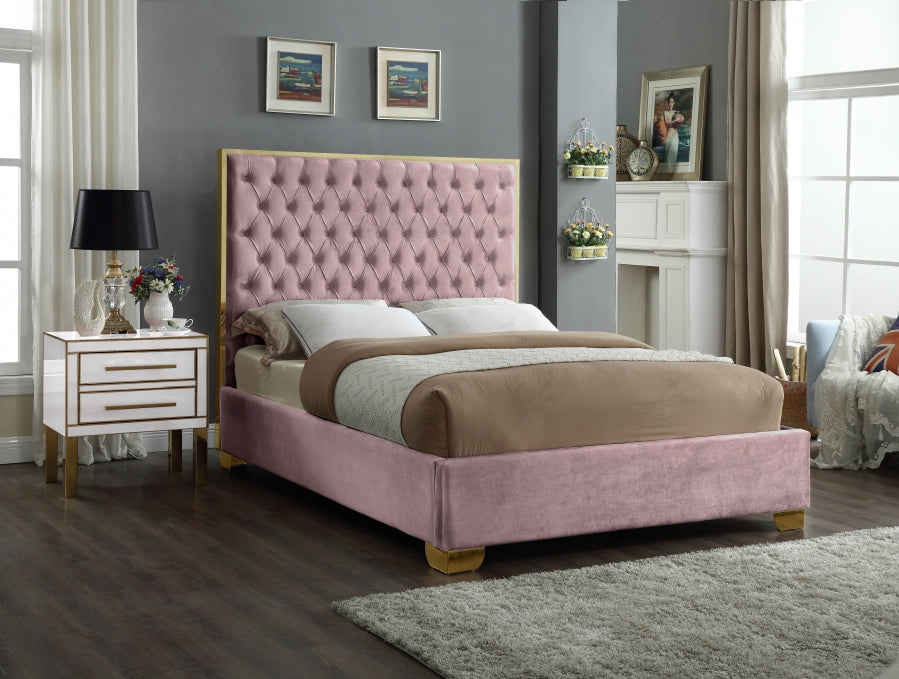 Lana Pink Velvet King Bed from Meridian - Luna Furniture