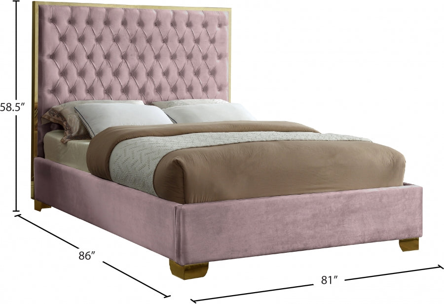 Lana Pink Velvet King Bed from Meridian - Luna Furniture