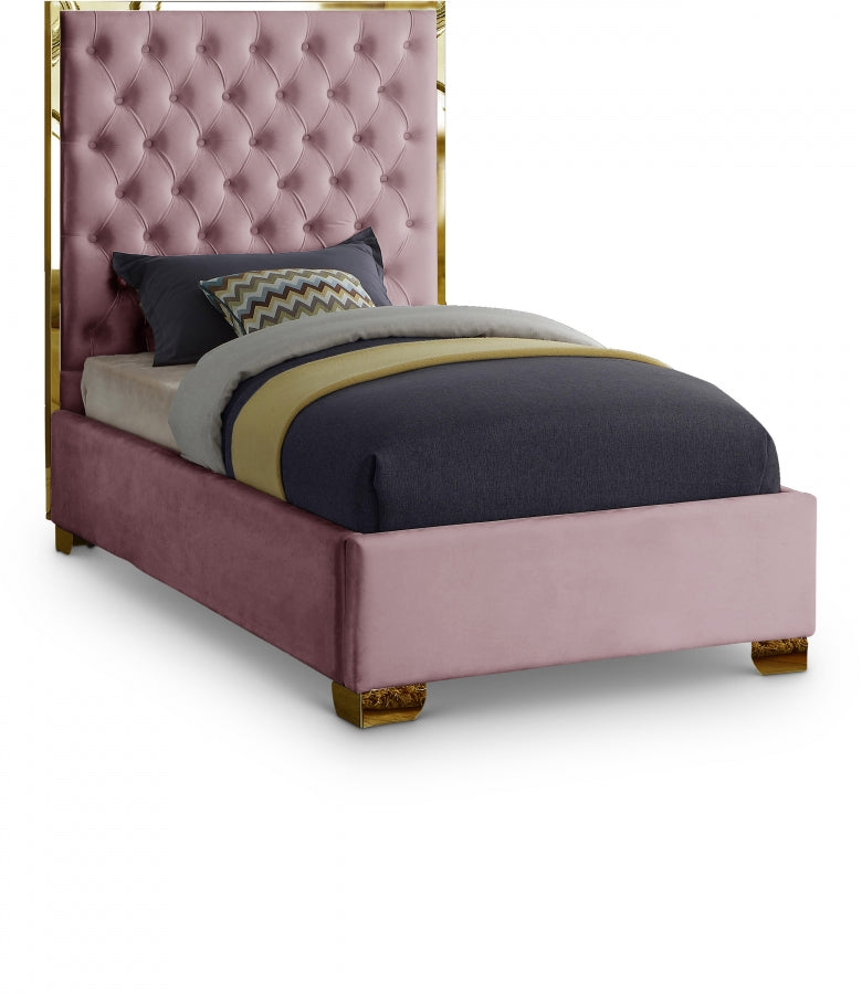 Lana Pink Velvet Twin Bed from Meridian - Luna Furniture