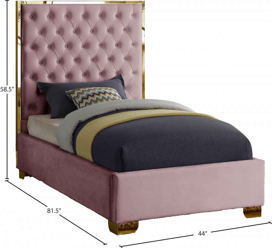 Lana Pink Velvet Twin Bed from Meridian - Luna Furniture