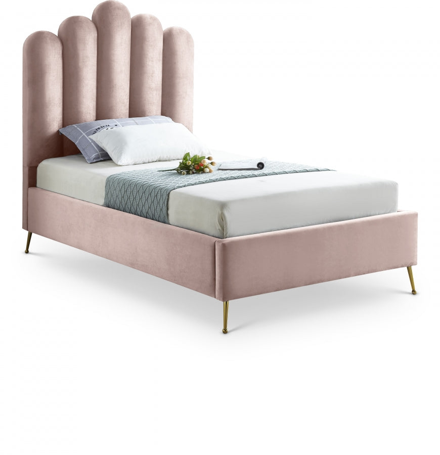 Lily Pink Velvet Twin Bed from Meridian - Luna Furniture