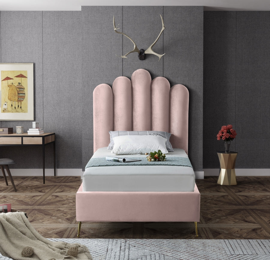 Lily Pink Velvet Twin Bed from Meridian - Luna Furniture