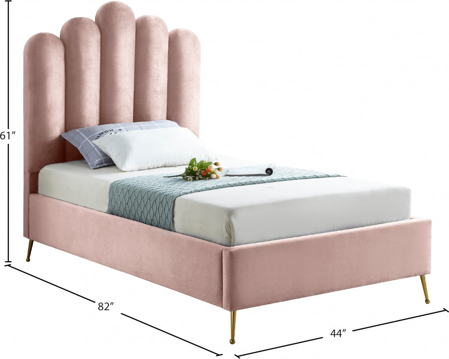 Lily Pink Velvet Twin Bed from Meridian - Luna Furniture