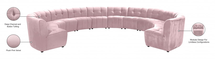 Limitless Pink Modular Velvet 12-Piece Sectional from Meridian - Luna Furniture