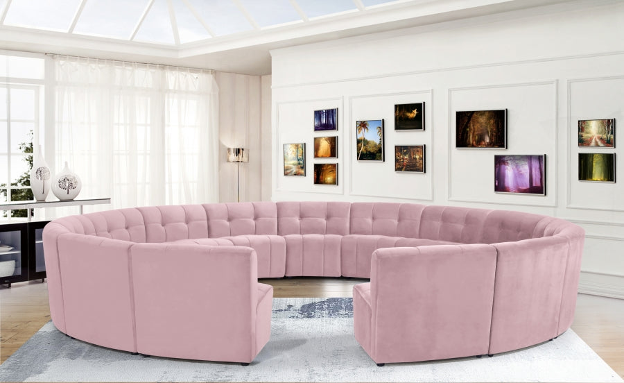 Limitless Pink Modular Velvet 15-Piece Sectional from Meridian - Luna Furniture