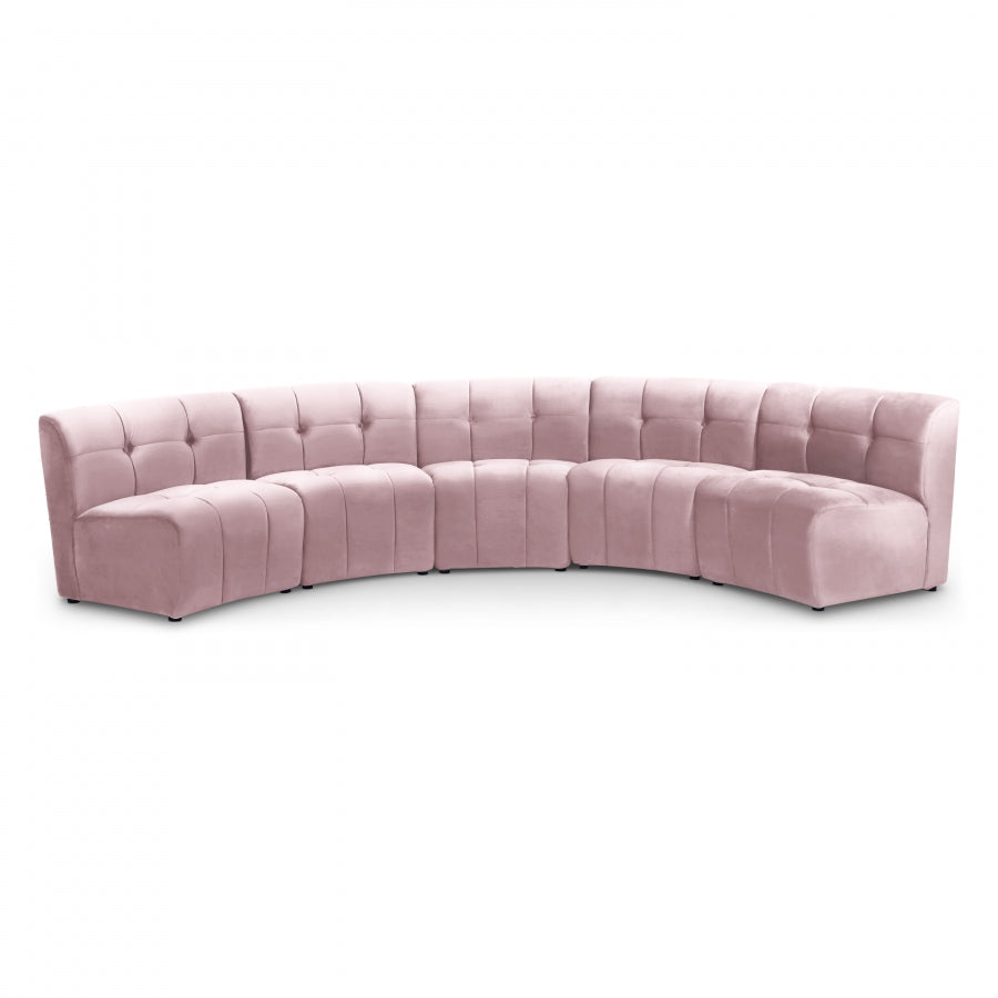 Limitless Pink Modular Velvet 5-Piece Sectional from Meridian - Luna Furniture