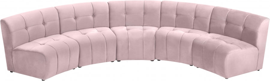 Limitless Pink Modular Velvet 5-Piece Sectional from Meridian - Luna Furniture