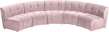 Limitless Pink Modular Velvet 5-Piece Sectional from Meridian - Luna Furniture