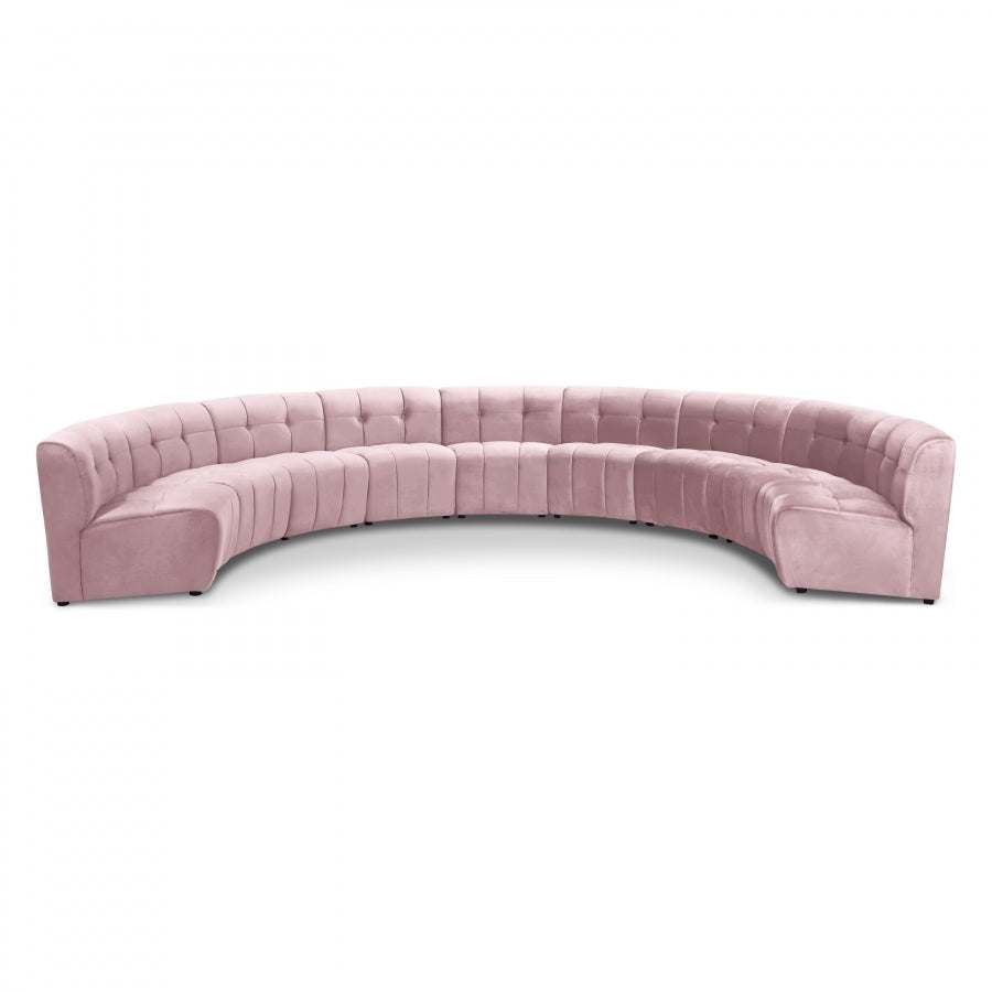 Limitless Pink Modular Velvet 9-Piece Sectional from Meridian - Luna Furniture