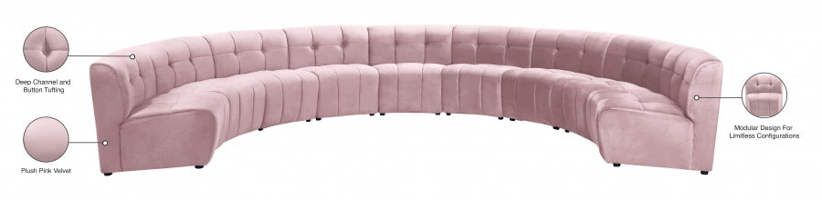 Limitless Pink Modular Velvet 9-Piece Sectional from Meridian - Luna Furniture