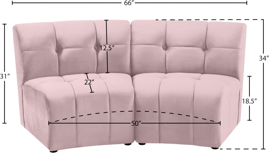 Limitless Pink Modular Velvet Loveseat from Meridian - Luna Furniture