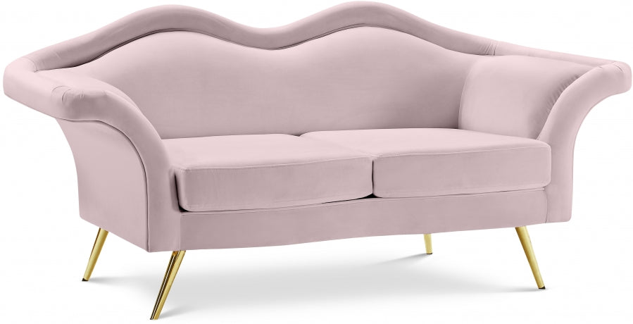 Lips Pink Velvet Loveseat from Meridian - Luna Furniture