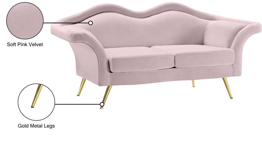 Lips Pink Velvet Loveseat from Meridian - Luna Furniture