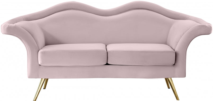 Lips Pink Velvet Loveseat from Meridian - Luna Furniture