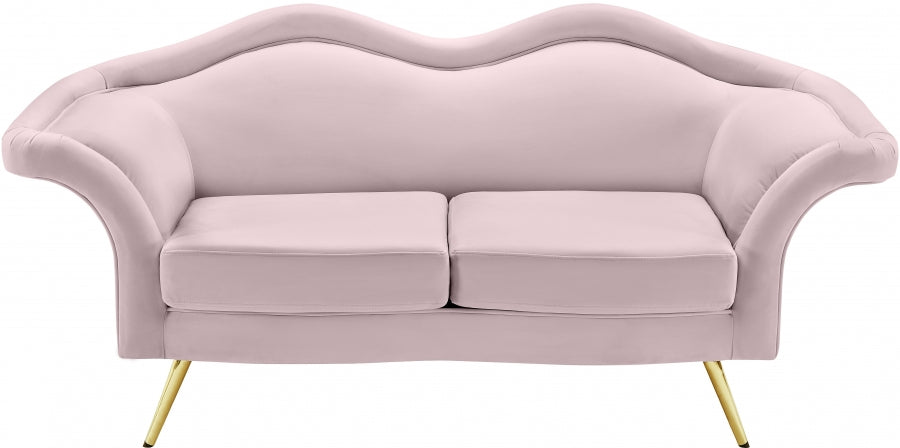 Lips Pink Velvet Loveseat from Meridian - Luna Furniture