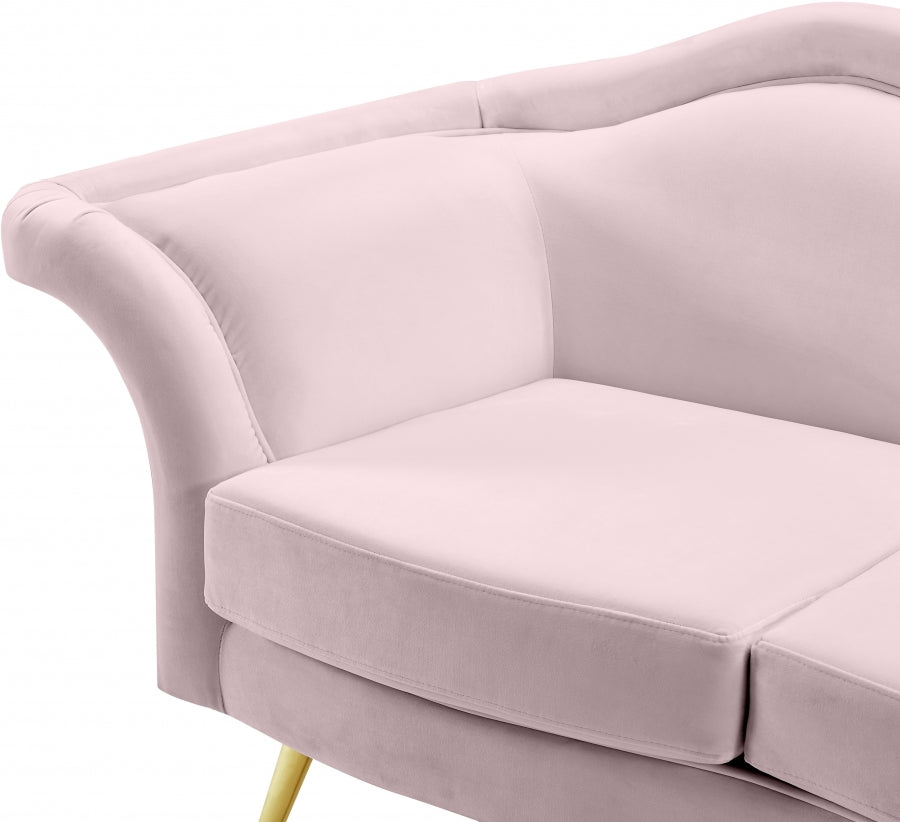 Lips Pink Velvet Loveseat from Meridian - Luna Furniture