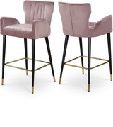 Luxe Pink Velvet Counter Stool, Set of 2 from Meridian - Luna Furniture