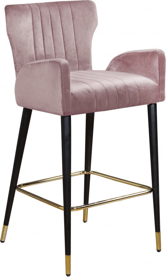 Luxe Pink Velvet Counter Stool, Set of 2 from Meridian - Luna Furniture