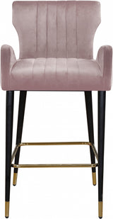 Luxe Pink Velvet Counter Stool, Set of 2 from Meridian - Luna Furniture