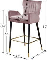 Luxe Pink Velvet Counter Stool, Set of 2 from Meridian - Luna Furniture