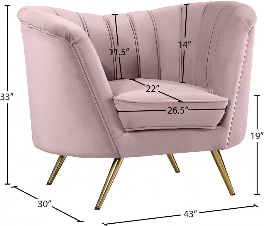 Margo Pink Velvet Chair from Meridian - Luna Furniture