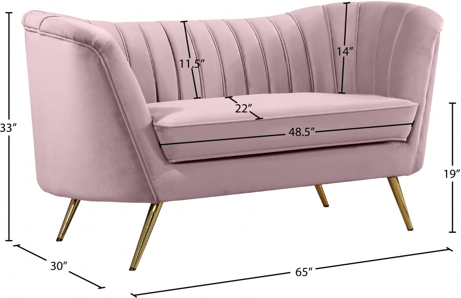 Margo Pink Velvet Loveseat from Meridian - Luna Furniture