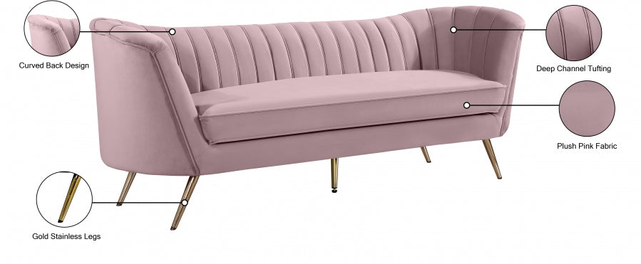 Margo Pink Velvet Sofa from Meridian - Luna Furniture