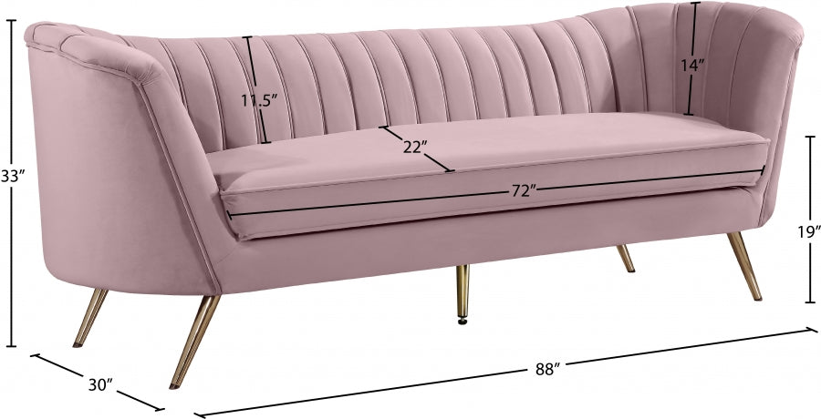 Margo Pink Velvet Sofa from Meridian - Luna Furniture