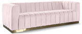 Marlon Pink Velvet Sofa from Meridian - Luna Furniture