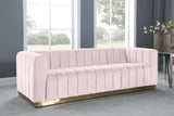 Marlon Pink Velvet Sofa from Meridian - Luna Furniture