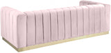 Marlon Pink Velvet Sofa from Meridian - Luna Furniture