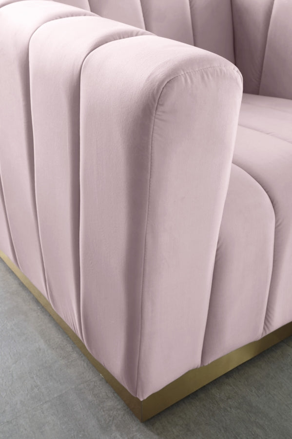 Marlon Pink Velvet Sofa from Meridian - Luna Furniture