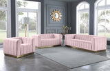 Marlon Pink Velvet Sofa from Meridian - Luna Furniture