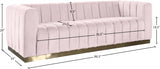 Marlon Pink Velvet Sofa from Meridian - Luna Furniture