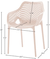 Mykonos Pink Outdoor Patio Dining Chair, Set of 4 from Meridian - Luna Furniture