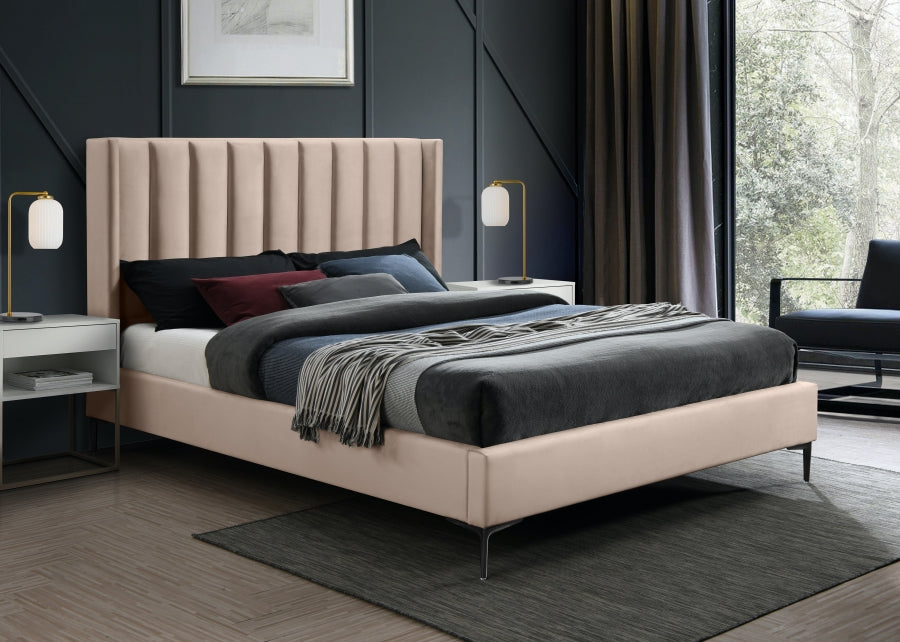 Nadia Pink Velvet King Bed from Meridian - Luna Furniture