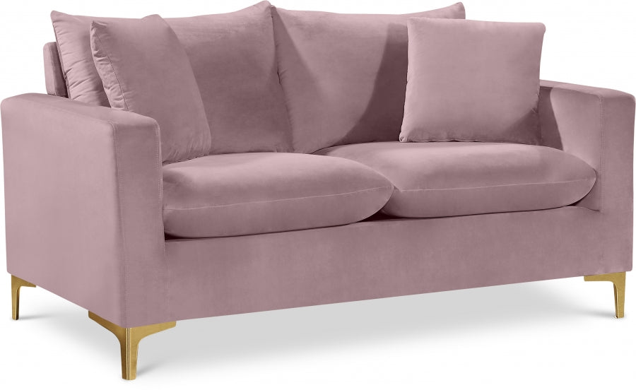 Naomi Pink Velvet Loveseat from Meridian - Luna Furniture