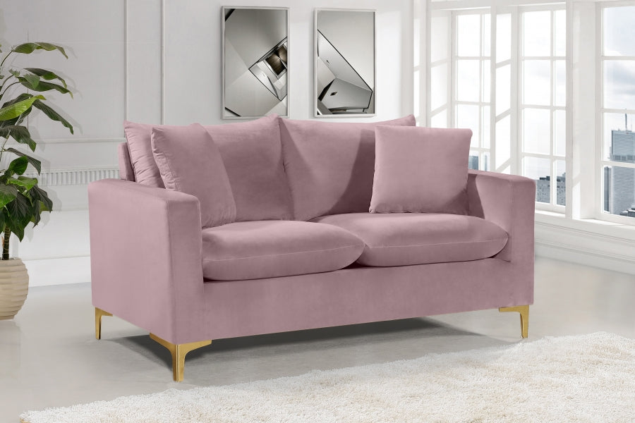 Naomi Pink Velvet Loveseat from Meridian - Luna Furniture