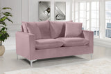 Naomi Pink Velvet Loveseat from Meridian - Luna Furniture