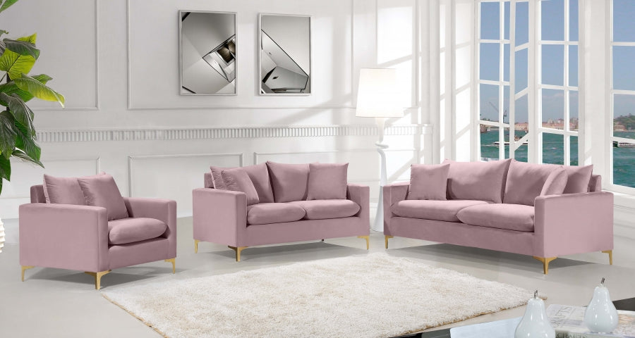 Naomi Pink Velvet Loveseat from Meridian - Luna Furniture