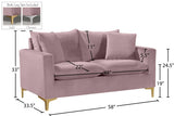 Naomi Pink Velvet Loveseat from Meridian - Luna Furniture