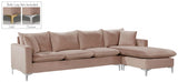 Naomi Pink Velvet Reversible Sectional from Meridian - Luna Furniture