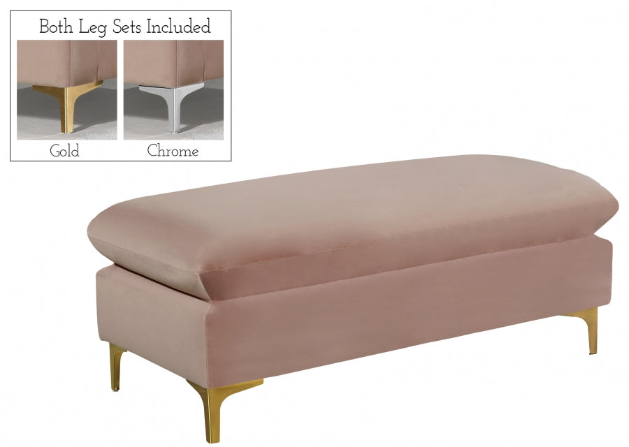 Naomi Pink Velvet Reversible Sectional from Meridian - Luna Furniture