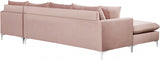 Naomi Pink Velvet Reversible Sectional from Meridian - Luna Furniture