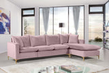 Naomi Pink Velvet Reversible Sectional from Meridian - Luna Furniture