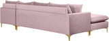 Naomi Pink Velvet Reversible Sectional from Meridian - Luna Furniture