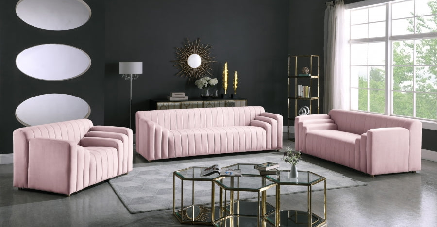 Naya Pink Velvet Sofa from Meridian - Luna Furniture